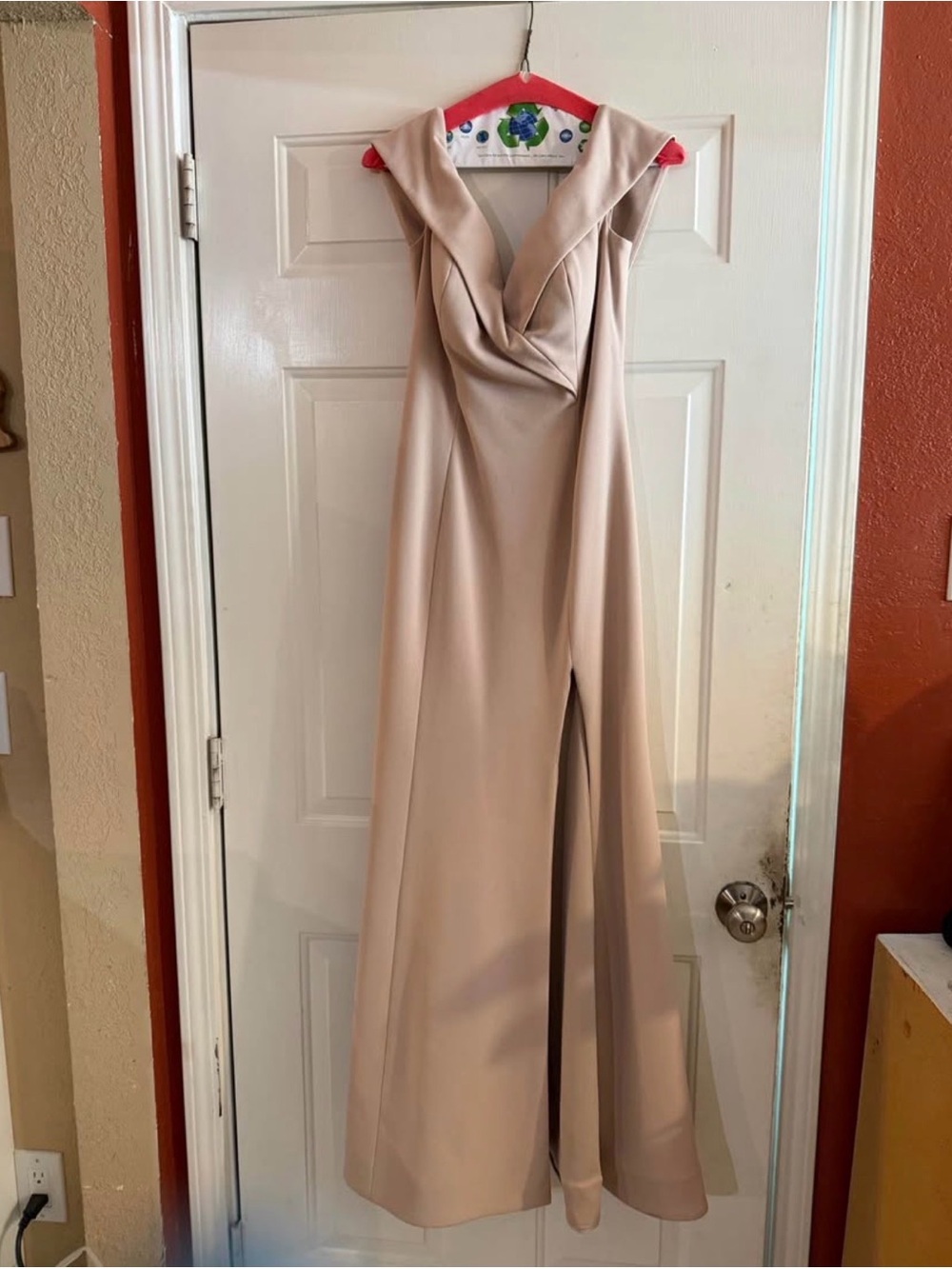 Wedding, bridesmaid, mother in law Off-the-Shoulder Beige Formal Gown
